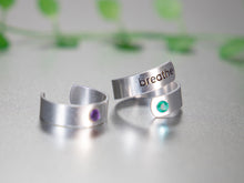 Load image into Gallery viewer, NEW!!!! Birthstone, Coloured Zirconia, Aluminium Rings by BREATHE
