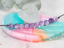 Load image into Gallery viewer, Chevron Amethyst Semi Precious Stone, Breathe Bracelet, 10 Breaths Bracelet, Bracelet Gift for Her, Anxiety Calming Bracelet, Meditation Bracelet