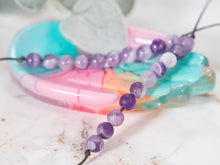 Load image into Gallery viewer, Chevron Amethyst Semi Precious Stone, Breathe Bracelet, 10 Breaths Bracelet, Bracelet Gift for Her, Anxiety Calming Bracelet, Meditation Bracelet
