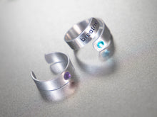 Load image into Gallery viewer, NEW!!!! Birthstone, Coloured Zirconia, Aluminium Rings by BREATHE