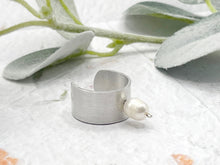 Load image into Gallery viewer, BREATHE Hand Stamped Aluminium Rings with Pearl detail