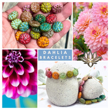 Load image into Gallery viewer, Dahlia Czech Glass Bead Bracelet 10 Breaths Mindfulness Bracelet, Handmade Nature Inspired Flower Jewellery
