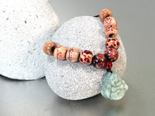Load image into Gallery viewer, 10 Breaths Necklace with Jade Buddha Charm and Decorative Wood Beads