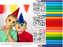 Load image into Gallery viewer, Thank You Colouring Cards for Kids - Christmas Gratitude Cards - Educational Stocking Stuffer or Filler with Optional Colour felt Markers