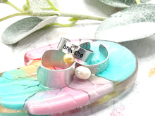 Load image into Gallery viewer, Hand stamped unique rings in non tarnish aluminium with pearls