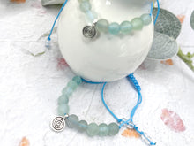 Load image into Gallery viewer, Watery Blue Green Fluorite Mental Wellbeing and Anxiety Calming Breathe Bracelet, inspired by beautfiul beachy days and ocean calming waters