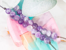 Load image into Gallery viewer, Chevron Amethyst Semi Precious Stone, Breathe Bracelet, 10 Breaths Bracelet, Bracelet Gift for Her, Anxiety Calming Bracelet, Meditation Bracelet