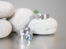 Load image into Gallery viewer, NEW!!!! Birthstone, Coloured Zirconia, Aluminium Rings by BREATHE