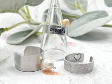 Load image into Gallery viewer, BREATHE Hand Stamped Aluminium Rings with Pearl detail