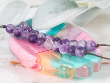 Load image into Gallery viewer, Chevron Amethyst Semi Precious Stone, Breathe Bracelet, 10 Breaths Bracelet, Bracelet Gift for Her, Anxiety Calming Bracelet, Meditation Bracelet