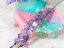 Load image into Gallery viewer, Chevron Amethyst Semi Precious Stone, Breathe Bracelet, 10 Breaths Bracelet, Bracelet Gift for Her, Anxiety Calming Bracelet, Meditation Bracelet