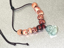 Load image into Gallery viewer, 10 Breaths Necklace with Jade Buddha Charm and Decorative Wood Beads
