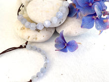 Load image into Gallery viewer, Baby Blue, Star Cut, Aquamarine Breathe 10 Breaths Bracelet for anxiety calming relaxing stress meditation perfect care gift for her just breathe
