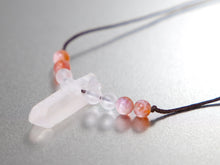 Load image into Gallery viewer, . Quartz Crystal Charm Necklace with Fire Agate and Frosted Quartz stone beads - birthday gift, gift for her