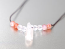 Load image into Gallery viewer, . Quartz Crystal Charm Necklace with Fire Agate and Frosted Quartz stone beads - birthday gift, gift for her