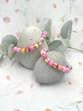 Load image into Gallery viewer, Bright Pinks Floral Polymer Bracelet, Happy Bracelet, 10 Breaths Anxiety Calming Bracelet