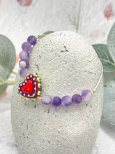 Load image into Gallery viewer, Semi Precious Stone & Glass Heart 10 Breaths Bracelet