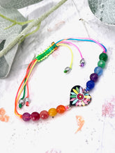 Load image into Gallery viewer, Rainbow Jade Heart 10 Breaths Bracelet, Mindfulness Jewellery
