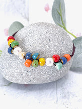 Load image into Gallery viewer, Autumnal Fall Colour, Ceramic Glazed Bead and Pearl Bracelet, Magical, Whimsical and beautifully simple