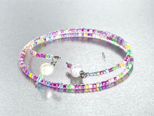 Load image into Gallery viewer, Memory Wire Festival Colour Glass Seed Beads with two Fresh Water Pearls to finish