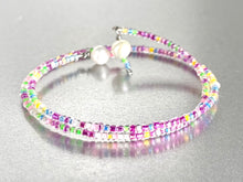 Load image into Gallery viewer, Memory Wire Festival Colour Glass Seed Beads with two Fresh Water Pearls to finish