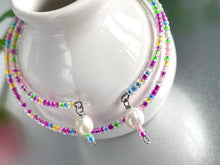 Load image into Gallery viewer, Memory Wire Festival Colour Glass Seed Beads with two Fresh Water Pearls to finish