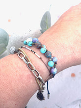 Load image into Gallery viewer, Turquoise Howlite, Sea-Foam Jasper with a Central Pearl Bracelet and Sterling Silver accents