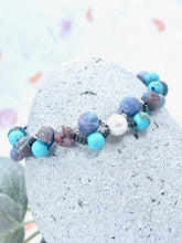Load image into Gallery viewer, Turquoise Howlite, Sea-Foam Jasper with a Central Pearl Bracelet and Sterling Silver accents