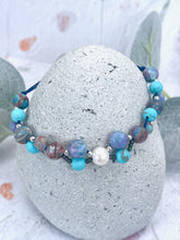 Load image into Gallery viewer, Turquoise Howlite, Sea-Foam Jasper with a Central Pearl Bracelet and Sterling Silver accents