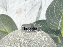 Load image into Gallery viewer, BREATHE Hand Stamped Aluminium Rings, smooth and hammered effects