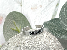 Load image into Gallery viewer, BREATHE Hand Stamped Aluminium Rings, smooth and hammered effects