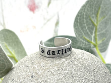 Load image into Gallery viewer, BREATHE Hand Stamped 'DARLING' Aluminium Ring