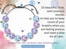 Load image into Gallery viewer, Rose Quartz and Red Green Jasper 10 Breaths Breathe Bracelet, calming, grounding and stylish, mindful jewellery, adjustable pink cord.