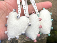 Load image into Gallery viewer, BREATHE PALM BUDDY © - Anxiety, Restful Sleep and breath counting during meditation, Felted Heart with Semi precious stones