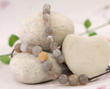 Load image into Gallery viewer, Matte Grey Banded Agate, Semi Precious Stone Bracelet, Anxiety, Calming and Stress Relaxing Bracelet