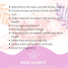 Load image into Gallery viewer, Rose Quartz Stone, Love and Calming Bracelet for stress and anxiety, 10 Breaths Bracelet, Frosted effect, matte