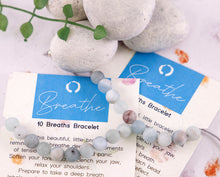 Load image into Gallery viewer, Matte Aquamarine Stone Bracelet for Calming and Anxiety, 10 Breaths Bracelet, Breathe Bracelet Gift