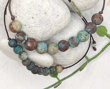 Load image into Gallery viewer, 10 Breaths Mindfulness Bracelet - Blue Green Calsilica Anxiety Relief Bracelet Great for meditation too