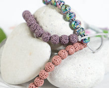 Load image into Gallery viewer, Lava Rock Diffuser Bracelets in Pink, Lilac or Rainbow Electro Plated