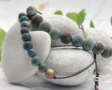 Load image into Gallery viewer, 10 Breaths Mindfulness Bracelet - Blue Green Calsilica Anxiety Relief Bracelet Great for meditation too