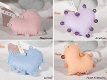 Load image into Gallery viewer, BREATHE PALM BUDDY © - Anxiety, Restful Sleep and breath counting during meditation, Felted Heart with Semi precious stones