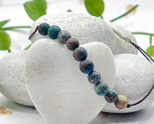 Load image into Gallery viewer, 10 Breaths Mindfulness Bracelet - Blue Green Calsilica Anxiety Relief Bracelet Great for meditation too