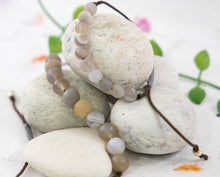 Load image into Gallery viewer, Matte Grey Banded Agate, Semi Precious Stone Bracelet, Anxiety, Calming and Stress Relaxing Bracelet