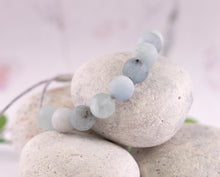 Load image into Gallery viewer, Matte Aquamarine Stone Bracelet for Calming and Anxiety, 10 Breaths Bracelet, Breathe Bracelet Gift