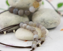 Load image into Gallery viewer, Matte Grey Banded Agate, Semi Precious Stone Bracelet, Anxiety, Calming and Stress Relaxing Bracelet