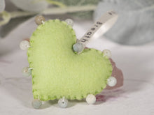 Load image into Gallery viewer, BREATHE PALM BUDDY © - Anxiety, Restful Sleep and breath counting during meditation, Felted Heart with Semi precious stones