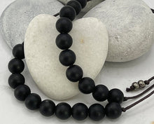Load image into Gallery viewer, Matte Black Agate Bracelet Gift for Him or Her, 10 Breaths Bracelet, anxiety Calming Bracelet