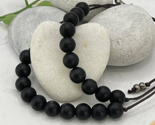 Load image into Gallery viewer, Matte Black Agate Bracelet Gift for Him or Her, 10 Breaths Bracelet, anxiety Calming Bracelet