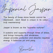 Load image into Gallery viewer, Imperial Jasper, Anxiety Calming, Stress Relief Jewellery, Breathe Bracelet, 10 Breaths Bracelet