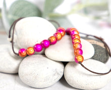 Load image into Gallery viewer, Anxiety Calming Bracelet, 10 Breaths Bracelet, Breathe Bracelet, Illusion or Magic bead bracelet in Magenta and Tangerine